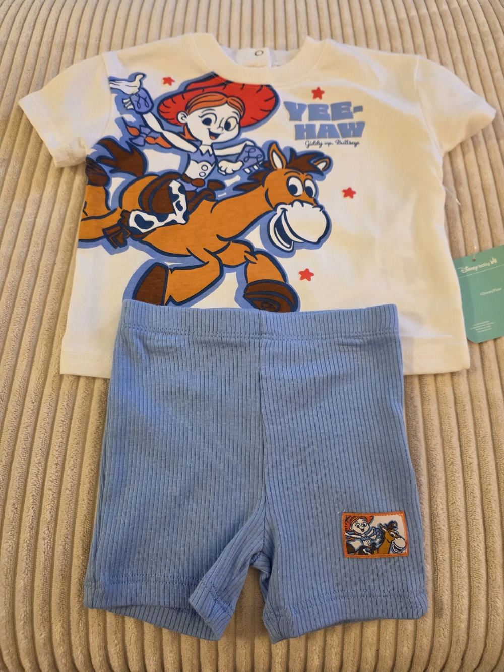 Disney Kids White Tee and Blue Shorts Toy Story Jessie Graphic Matching Set